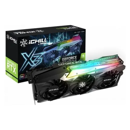 Inno3D GeForce RTX 3080 Ti iChill X3 - Hochleistungs-Grafikkarte - Grafikkarten mit 12 GB GDDR6X, 3-Slot-Lüfterkühlung und Unterstützung für Real-Time Ray Tracing, ideal für Gaming in 4K und kreative Anwendungen.