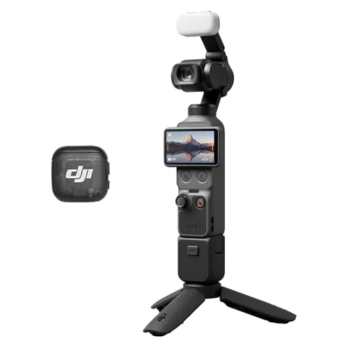 DJI Osmo Pocket 4 Kreativ Combo, Pocket-Gimbal-Vlog-Kamera, 1″ CMOS und 4K/240fps, 3-Achsen-Stabilisierung, 2× verlustfreier Zoom, 107 GB integrierter Speicher, Mic 3 Sender, Fülllicht