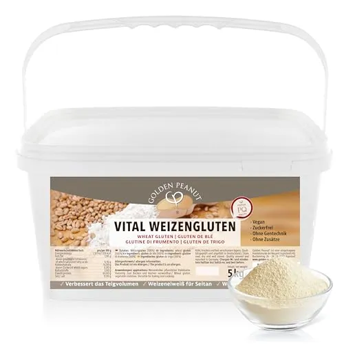 Vital Weizengluten 5 kg - Veganer Weizeneiweiß für High Protein - Feines Weizengluten für kreative Küche, ideal für vegane Gerichte. Hochwertiges Protein für abwechslungsreiche Mahlzeiten, hergestellt in Deutschland.
