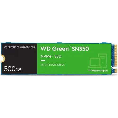 WD Green SN350 NVMe SSD 500GB - Schneller Speicher für Gaming und Anwendungen - Festplatten mit 500GB Kapazität, ideal für schnelle Ladezeiten und hohe Leistung dank NVMe-Technologie.