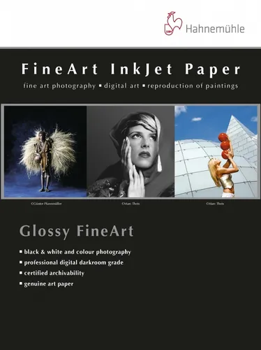 HAHNEMÜHLE Photo Paper Fine Art Baryta Satin A4 300g - Druckerpapiere, hochwertiges satiniertes Barytapapier für brillante Farbwiedergabe und herausragende Detailtreue in Fotodrucken.