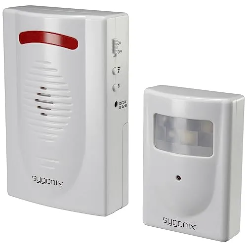 Sygonix Durchgangsmelder mit LED 120 dB SY-5045276 - Bewegungsmelder mit 6 m Reichweite, lautstark bis 125 dB und 5 wählbaren Signaltönen. Ideal zur Abschreckung und zum Schutz vor unerkanntem Zutritt.