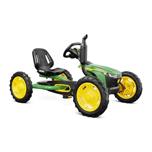 BERG Buddy John Deere Pedal Gokart | Trettraktor für Kinder ab 3 Jahren - Tretfahrzeug mit robustem Metallrahmen, verstellbarem Sitz und Lenkrad, sowie BFR-System für bremsen und rückwärts fahren. Ideal für sicheres und komfortables Fahren.