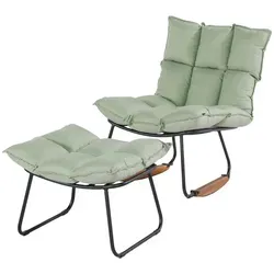 SCHÖNER WOHNEN Schaukelstuhl - Stylischer Sessel mit abnehmbarem Hocker, wetterfestem Sunbrella-Gewebe und robustem Aluminiumgestell – perfekt für entspannte Stunden im Freien.
