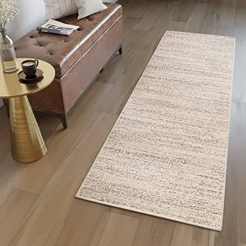 TAPISO Sari Teppich Läufer Creme Modern 70 x 160 cm - Vielseitiger Teppichläufer für Flur, Küche und Wohnzimmer. Mit rutschfester Unterseite für optimalen Halt und pflegeleichtem Material für dauerhafte Schönheit. Ideal für ein warmes Zuhause.