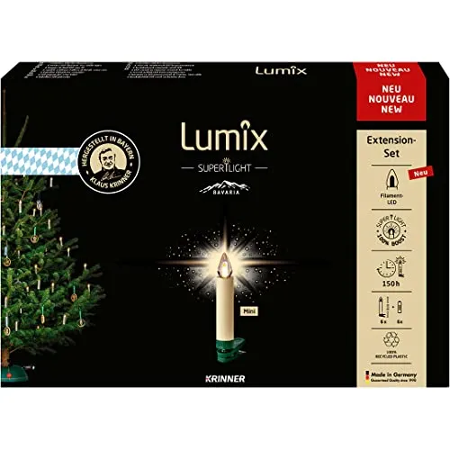 Lumix® SuperLight Bavaria Mini LED Christbaumkerzen 6er Set - LED Kerzen in Elfenbein, warmweißes Licht, nachhaltig aus 75% recyceltem Material, ideal zur Erweiterung bestehender Sets, für strahlende Weihnachtsmomente.