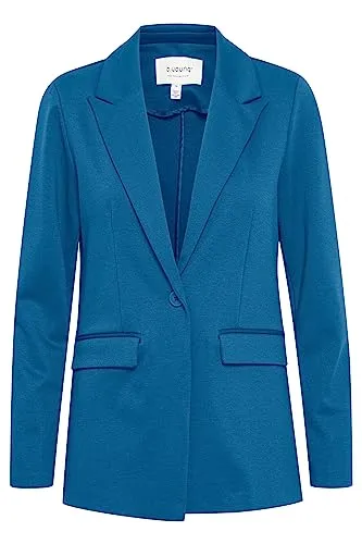 b.young BYRIZETTA Damen Blazer Longblazer Jacke mit Reverskragen und Knopf Regular Fit mit Stretch, Größe:34, Farbe:Poseidon (194033)