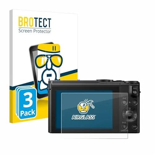 BROTECT Schutzglas für Panasonic Lumix DMC-LX15 (3 Stück) Schutzfolie Panzer Folie Glas [Extrem Kratzfest 9H, Anti-Fingerprint, Ultra-Transparent]