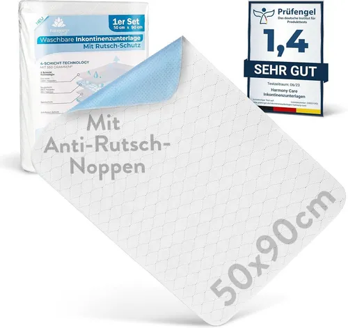 Harmony Care Inkontinenzauflage waschbar mit ANTI-RUTSCH NOPPEN - Inkontinenzauflagen mit EXTRA Saugstärke, atmungsaktiv und hypoallergen für höchsten Komfort und Sicherheit bei Blasenschwäche, ideal für Tag und Nacht.