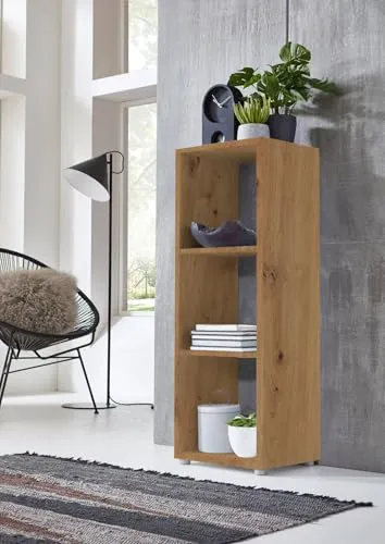 BMG Möbel Standregal NIZZA - Vielseitiges Aktenregal mit 3 Fächern - Standregal in Artisan Eiche Dekor, ideal als Raumteiler oder zur Aufbewahrung. Hergestellt in Deutschland, bietet es robuste Qualität und stilvolles Design für jeden Wohnraum.