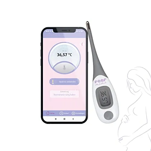 reer Basalthermometer zur Zykluskontrolle - Digitales Thermometer mit App und Bluetooth - Präzises digitales Basalthermometer zur täglichen Messung der Basaltemperatur. Mit Bluetooth-Funktion zur einfachen Übertragung der Daten an die App für eine unkomplizierte Zykluskontrolle.