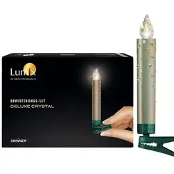 Krinner LED-Kerze Lumix Crystal 5er Erweiterungs-Set - LED-Kerzen für Indoor, 20 Tage Leuchtdauer, veredelt mit Swarovski Kristallen – ideal für stimmungsvolle Dekoration.