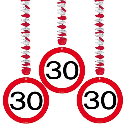 NET TOYS 30. Geburtstag Dekospiralen Verkehrsschilder Geburtstagsspirale Rotor Spiralen Deko Spirale Geburtstagsparty Spiralhänger Jubiläum Rotorspirale