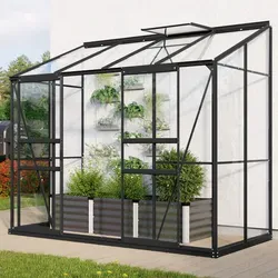Vitavia Anlehn-Gewächshaus "Styx 3300", schwarz, 3,3 m² - Ideal für Balkon und Terrasse - Garten-Zubehör: Perfekt für Hobbygärtner mit begrenztem Platz, bietet das Styx 3300 einfaches Anbauen direkt an der Hauswand und ist in stabiler Aluminium-Ausführung erhältlich.
