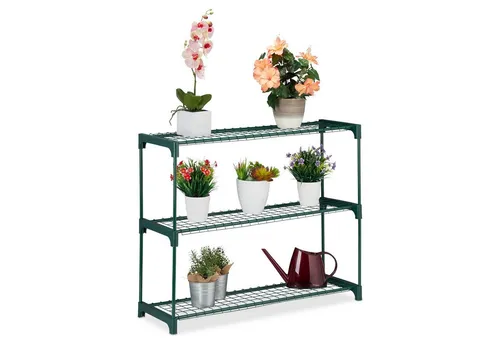 Pflanzenregal Pflanzentreppe - Vintage Blumenregal mit 3 Ablagen - Topfpflanzenständer für Innen- & Außenbereich, bietet Platz für Ihre Pflanzen und verleiht Ihrem Balkon oder Veranda einen charmanten Vintage-Look.
