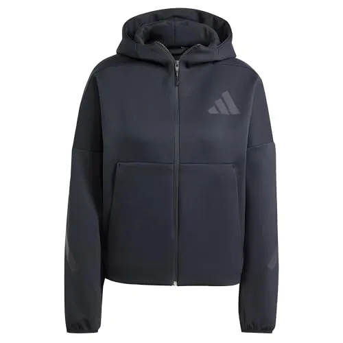 Kapuzensweatshirt ADIDAS SPORTSWEAR "W Z.N.E. FZ" Damen L schwarz - Sportliches Kapuzensweatshirt aus 70% recycelten Materialien, mit großer Kapuze und Kängurutasche. Ideal für Laufen und bietet angenehme Wärme und Flexibilität.