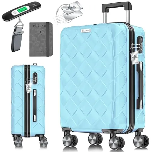 KESSER® Reisekoffer – ABS Hartschalenkoffer mit Zahlenschloss - Koffer für Business & Reise mit stabiler ABS-Hartschale, 360° Rollen und praktischem Zubehör wie Kofferwaage und Reisebrieftasche für sorgenfreies Reisen.
