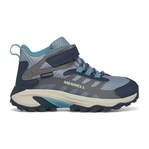 Merrell Moab Speed 2 Mid Unisex-Kinder Wanderstiefel mit alternativem Verschluss, wasserdicht, Türkisblauer Stein, 38 EU