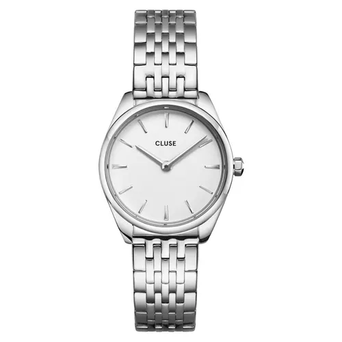 Cluse CW11706 Féroce Petite Steel White Silver – Elegante Damenuhr - Stilvolle Armbanduhr für Damen mit 12-Stunden-Zifferblatt und hochwertigem Edelstahlarmband. Ideal für jeden Anlass und mit 2 Jahren Herstellergarantie.
