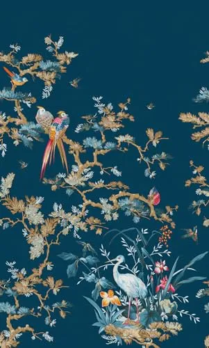 Rasch Tapete 362824 - Fototapete auf Vlies mit Vögeln und Ästen in Blau, Braun und Rot aus der Kollektion Magicwalls - 2,65 m x 1,59 m (LxB)