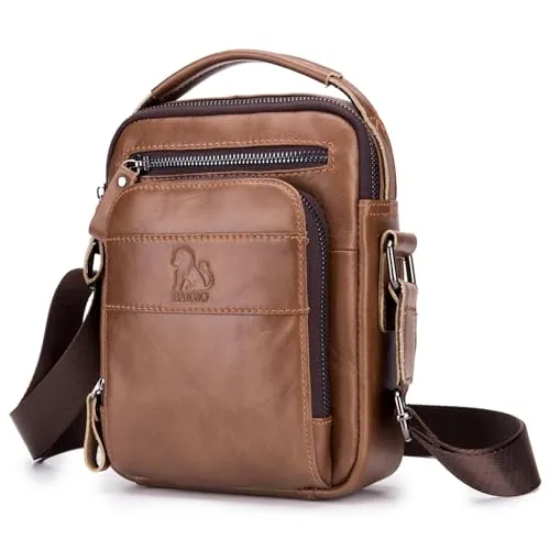 BAIGIO Herren Umhängetasche aus Leder – Vintage Schultertasche für Business und Freizeit - Hochwertige Herren-Umhängetasche aus echtem Rindsleder mit verstellbarem Gurt. Ideal für den täglichen Gebrauch mit viel Stauraum für Handy, Geldbörse und mehr. Stilvoll und praktisch für Reisen oder den Alltag.