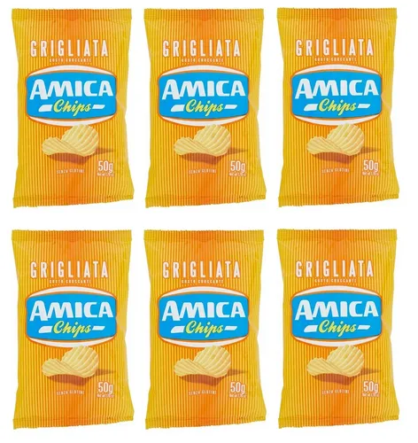 6x Amica Chips Grigliata,Glutenfreie,Gegrillten Kartoffelchips 50g-Beutel