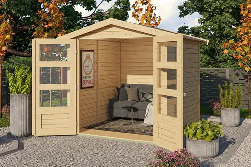 KONIFERA Gartenhaus Oreba 2, BxT: 186x186 cm - Robustes Gartenhaus aus nordischer Fichte, einfach aufzubauen mit einem cleveren Steck- und Schraubsystem. Optimaler Platz für Gartenutensilien bei einer Grundfläche von 3,16 qm und schützendem Dach.