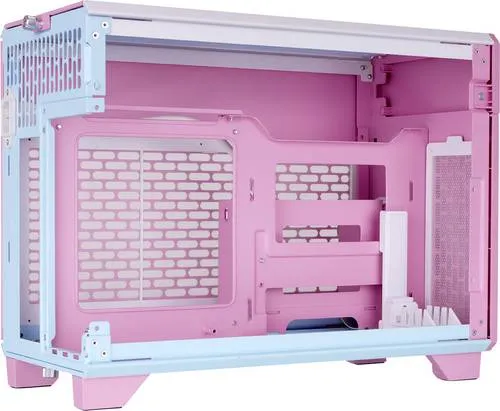 Thermaltake TR100 Bubble Pink PC-Gehäuse - Futuristisches PC-Gehäuse in Bubble Pink, ideal für Gamer, bietet hervorragende Kühlung und ein einzigartiges Design.