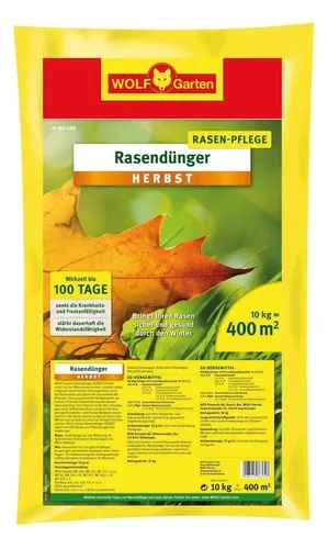 WOLF-Garten 3835040 Rasendünger Herbst LK-MU400 - Dünger für einen gesunden Rasen, der ihn sicher durch den Winter bringt.