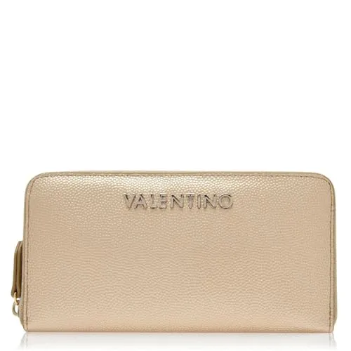 Valentino Damen Divina Accessory-Travel Wallet, ORO - Damen-Geldbörsen, stilvolles und praktisches Zip Around Wallet aus hochwertigem Kunststoff in elegantem Gold, ideal für Reisen und den Alltag.