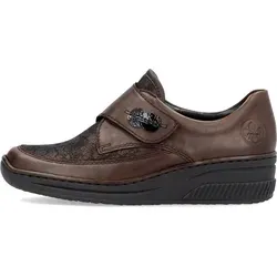 Rieker Damen Klettschuh in Braun, Größe 42 - Slipper & Loafer mit flexiblem RIRICON-Sohle und stoßdämpfendem Keilabsatz für besten Gehkomfort. Ideal für schmale Füße dank perfekter Passform und einfacher Einstieg durch Klettverschluss.