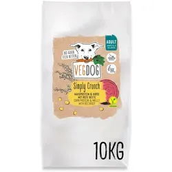 VEGDOG Simply Crunch 10 kg - Hypoallergenes Trockenfutter für Hunde - Hundefutter, 100% vegan und glutenfrei, ideal für Allergiker und sensible Mägen. Mit wertvollem Mais und Hirse für optimale Nährstoffversorgung und Energie.