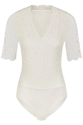 Nina Von C. Shirtbody Spitzen Body Trachtenbody Hanna (Stück, 1-tlg) - Eleganter Spitzen Body in champagner mit V-Ausschnitt, ideal für besondere Anlässe. Pflegeleicht und figurbetont, perfekt zum Kombinieren!