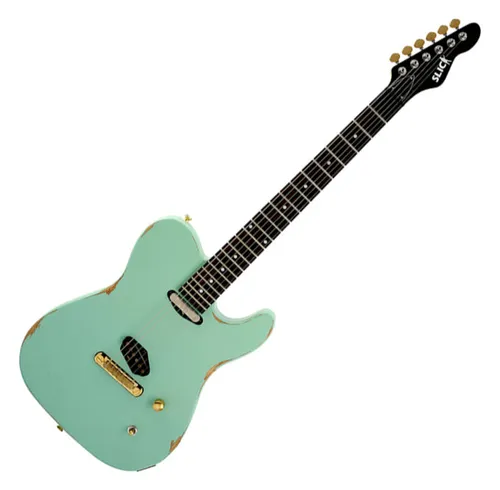 Slick SL50 SG E-Gitarre Surf Green - Gitarren - SL50 Serie mit Sumpfesche Korpus und Jatoba/Ahorn Hals, ausgestattet mit hochwertigen Fullerton Tonabnehmern für einen klaren, kraftvollen Sound.