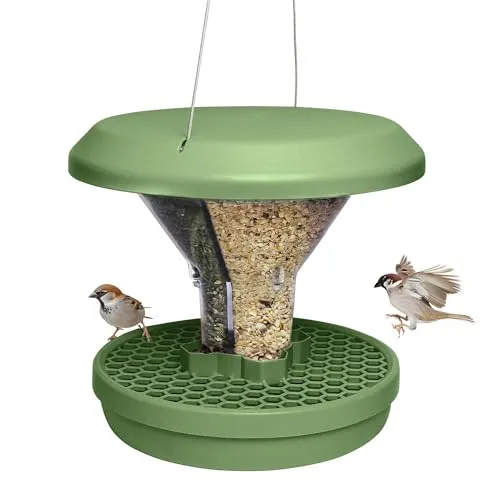 Vogel-Futtersilo Davos Sage Smart Birds - Hygienisches Vogelfuttersilo mit zwei Futterbehältern, schützt vor Mäusen und Ratten. Robuste Bauweise für ganzjährigen Einsatz, einfach aufzuhängen und flexibel zu platzieren.