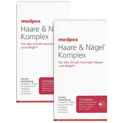 medpex Haar & Nägel Kapseln Duo - Mit Kieselerde, Cystein und Biotin, 2X120 St