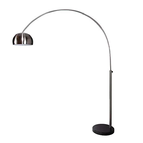 riess-ambiente Bogenlampe LOUNGE DEAL 170-210cm chrom gebürstet - Bogenlampe mit verstellbarem Bogen und schwerem Marmorfuß, ideal für ein modernes Wohnzimmer und sorgt für warme, sanfte Beleuchtung.