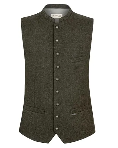 Stockerpoint Devito Herren Trachtenweste, Moosgrün, 52 - Trachtenweste für Herren mit traditionellem Design, verstellbarem Rückenriegel für optimalen Sitz und aus hochwertigen Materialien für hohen Tragekomfort.
