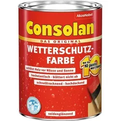 Consolan Wetterschutzfarbe 5 l Braun - Deckend für Außen - Lacke für Außen mit schnelltrocknender, schimmelbeständiger und UV-Lichtbeständiger Formel, idealer Holzschutz für langlebige Ergebnisse.