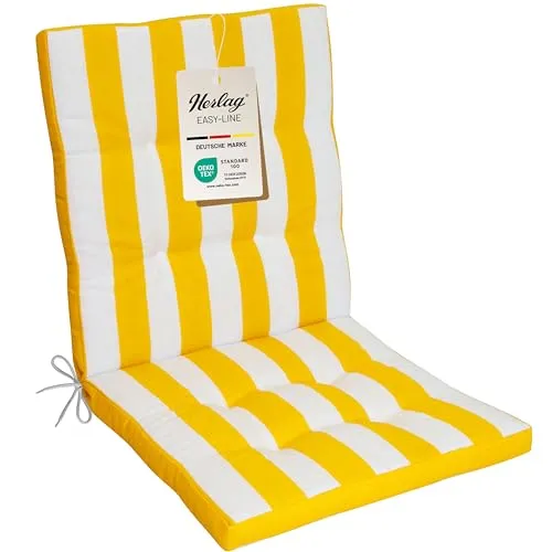 Herlag Polsterauflage Mia, Gelb Gestreift 100x50x5cm - Auflagen für Niedriglehner, UV-beständig und ideal für Gartenmöbel – perfekter Komfort und Stil mit der eleganten gelb gestreiften Polsterauflage.