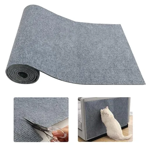 Kratzmatte für Katzen, 40x200 cm, Selbstklebende Kratzmatte aus Polyester, Wiederverwendbar, Ideal zum Schutz von Möbeln, Wänden und Ecken, Kratzschutz für Katzen, Dunkelgrau