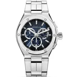 Michel Herbelin CAP CAMARAT 37645/B15 Herrenarmbanduhr - Eleganz in Silber und Blau - Herrenuhr mit Quarzwerk und Chronograph, wasserdicht bis 10 bar. Stilvolles Design mit blauem Ziffernblatt und hochwertigem Edelstahlarmband.