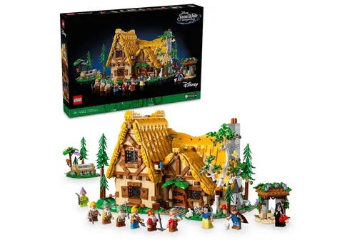 LEGO Disney Schneewittchen und die Sieben Zwerge Hütte Bauset für Erwachsene - Bauspielzeugset mit 2229 Teilen, ideal für Disney-Fans. Enthält 10 Minifiguren und ein detailliertes Häuschen zum Ausstellen, perfekt für nostalgische Sammler.