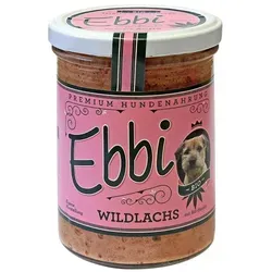 Ebbi Hundenassfutter im Glas - Wildlachs 400g Glas Nassfutter mit Hähnchenmägen Reis etc. für Hunde