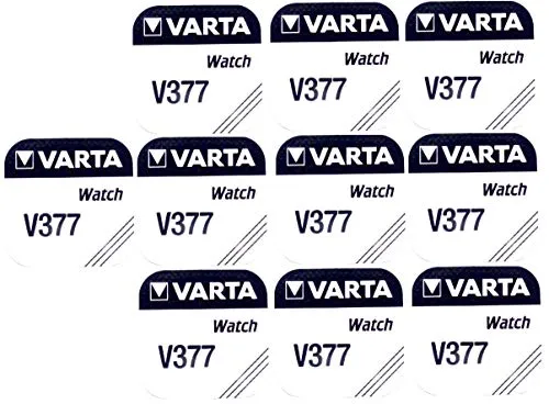 Varta Knopfzellen 377 SR626SW (10 Stück, V377) - Batterien mit Silberoxid-Technologie, ideal für Uhren und kleine Geräte, bieten zuverlässige Leistung und lange Lebensdauer.