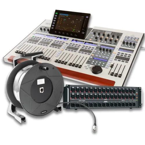 Behringer Wing + S32 + Kabel-Set - Digitalmixer für Profis - Vielseitiger Digitalmixer mit 24 motorisierten Fadern und 32 MIDAS Preamps. Ideal für Live-Events und Studioanwendungen. Inklusive 50m CAT5e Kabel für flexible Verbindungen.