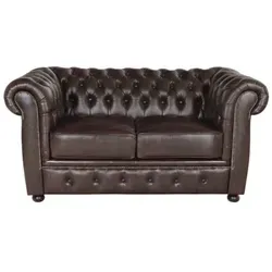 Zweisitzer-Sofa Chesterfield Liverpool aus echtem Rindsleder Braun