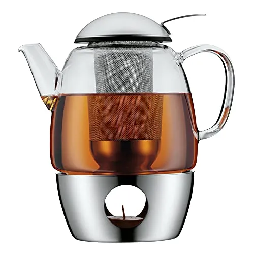 WMF Tee-Set SmarTea 3-teilig - Teekanne 1,0 Liter, Teesieb aus Cromargan und Stövchen für perfekten Teegenuss