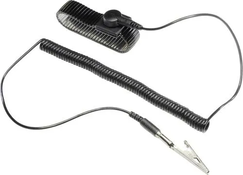 TRU COMPONENTS WristME-SET-10-183-K ESD-Handgelenkband Schwarz inkl. Erdungskabel Druckknopf 10 mm, Krokodilklemme