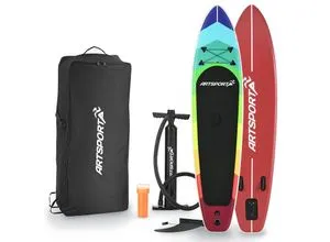 ArtSport Stand Up Paddle Board Retro Love - Aufblasbares SUP Board Set bis 150 kg - SUP / Stand Up paddling - Ideal für aktive Sommerliebhaber, dieses bunte Allroundtalent ist perfekt für Ufernähe und Flüsse.
